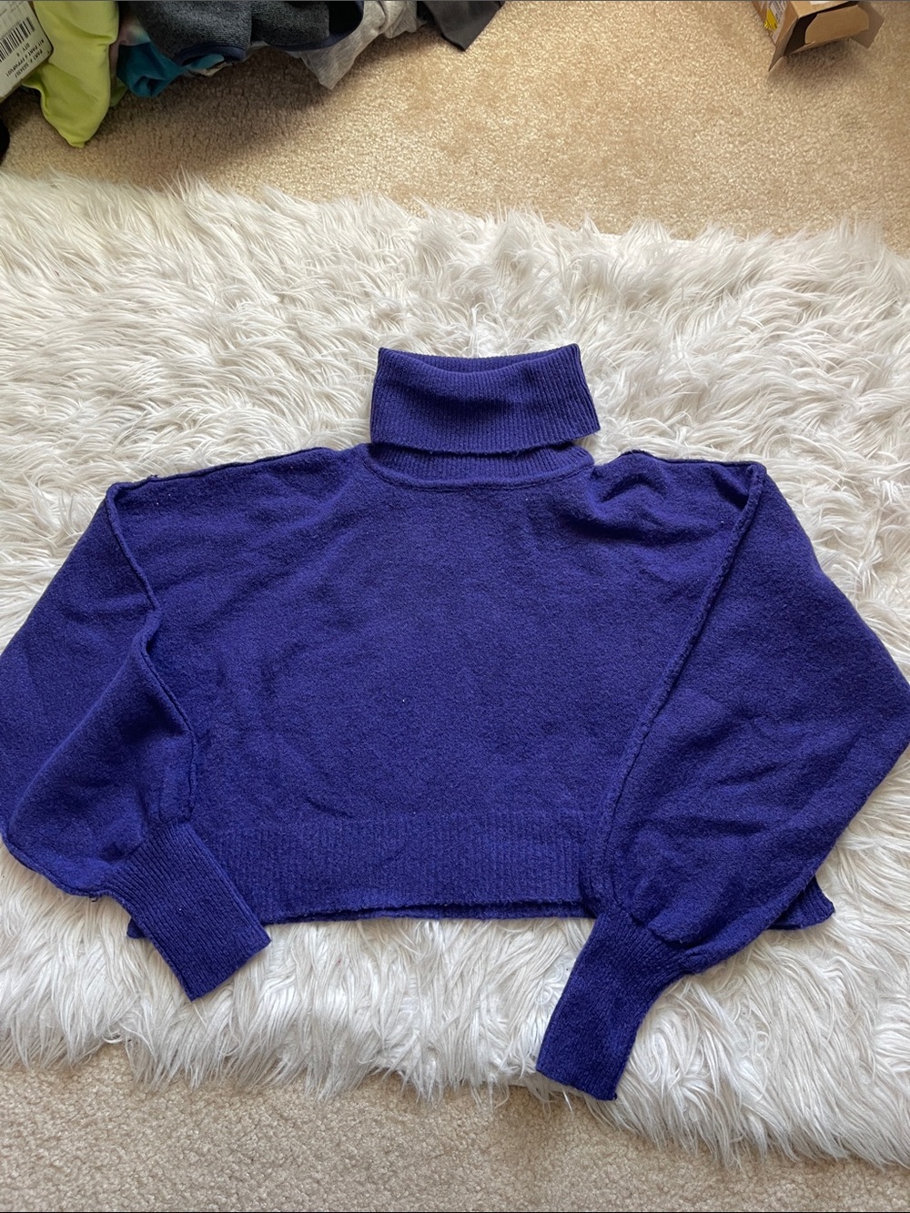 Urban Outfitters Deep Purple Cropped Turtleneck Sweater